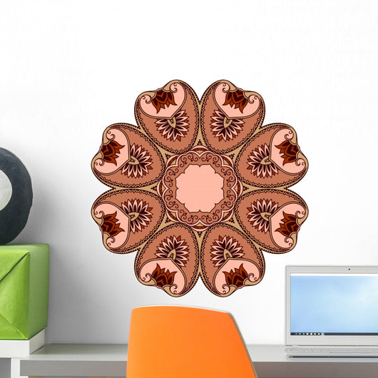 Brown Mehndi Lotus Mandala Wall Decal