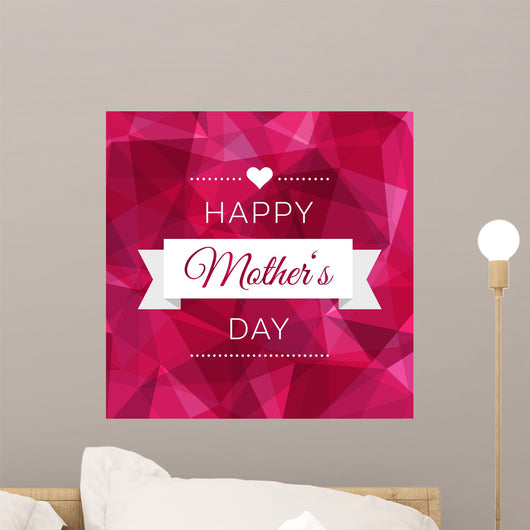 Happy Mothers Day design in trendy style. Mothers Day typography and ribbon. Vintage design, graphics. Wall Mural
