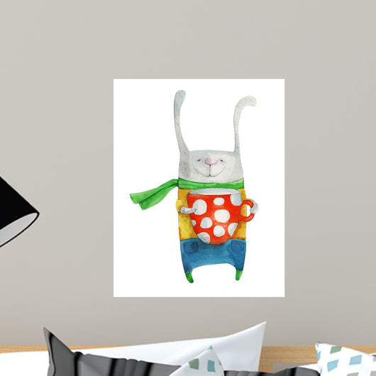 Rabbit with Large Red Wall Decal