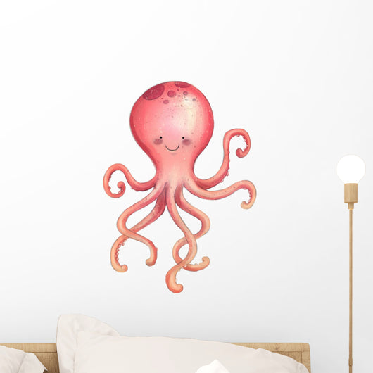 Happy Pink Octopus Wall Decal
