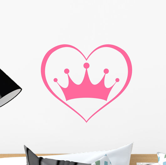 Pink princess crown heart Wall Decal