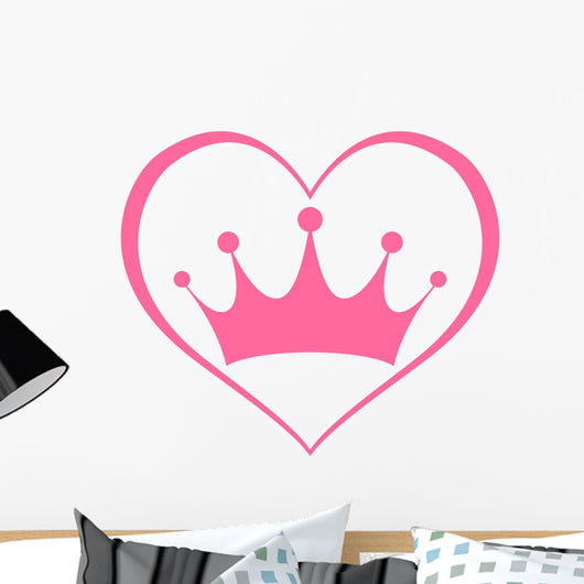 Pink princess crown heart Wall Decal