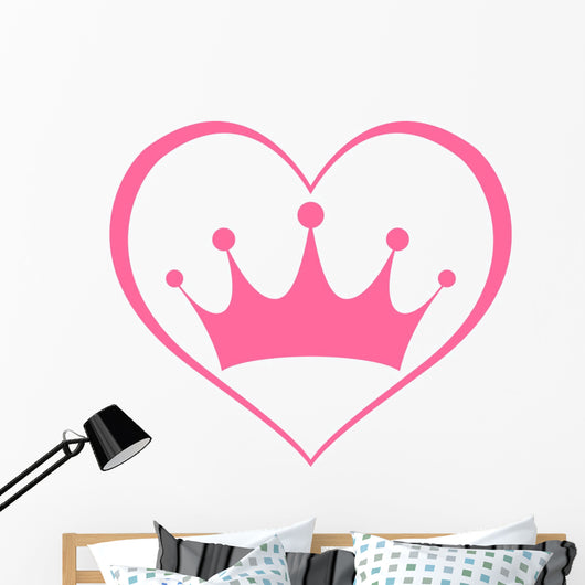 Pink princess crown heart Wall Decal