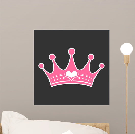 Pink princess crown heart Wall Mural