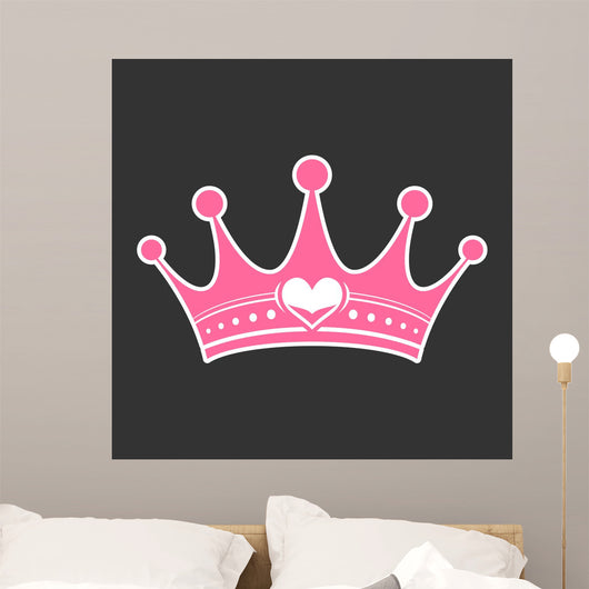 Pink princess crown heart Wall Mural
