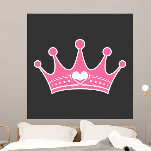 Pink princess crown heart Wall Mural