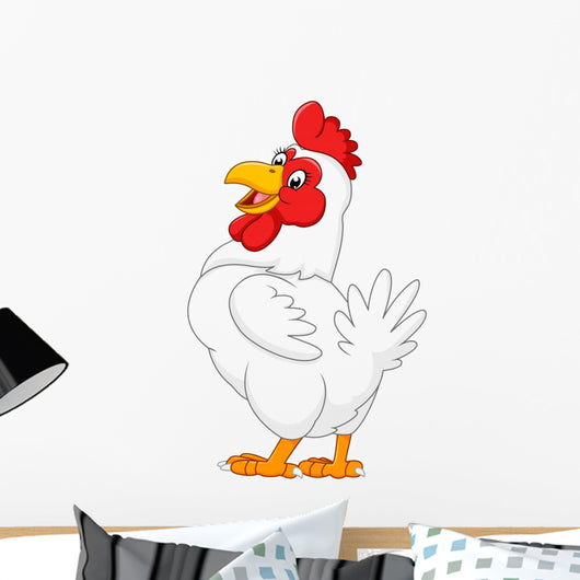 Illustration of cartoon hen posing Wall Decal