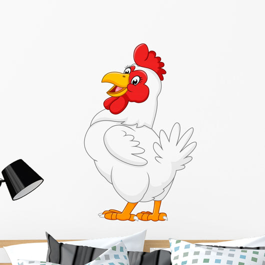 Illustration of cartoon hen posing Wall Decal