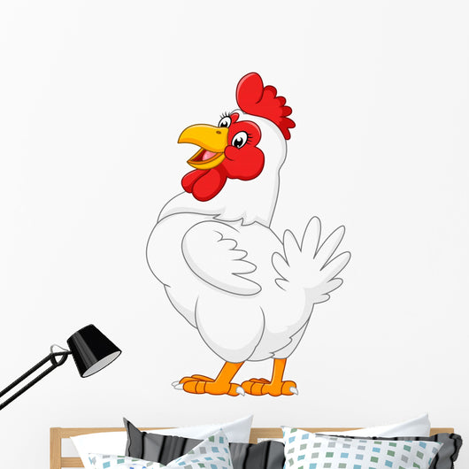 Illustration of cartoon hen posing Wall Decal