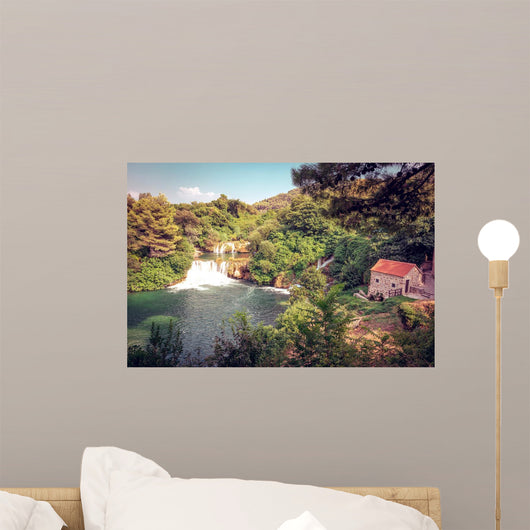 Krka river with waterfalls, cascades Wall Mural