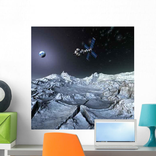 Satellite Sputnik Orbiting Earth Wall Decal