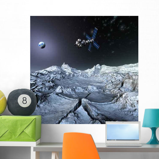 Satellite Sputnik Orbiting Earth Wall Decal