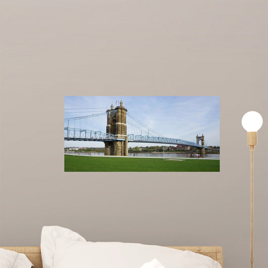 The Roebling suspension bridge between Ohio and Kentucky Wall Mural