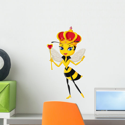 Cartoon queen bee character Wall Decal