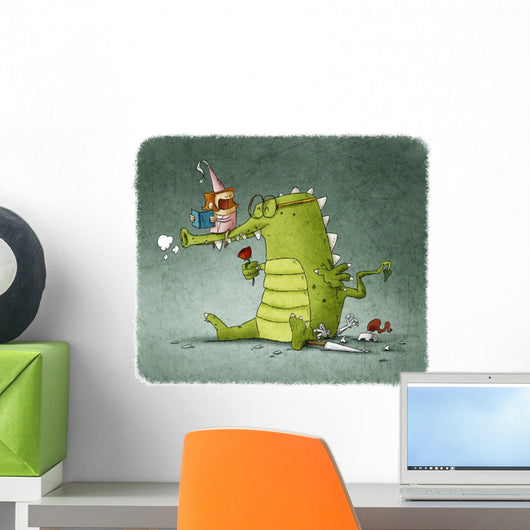 Princess Reading to Dragon Wall Decal