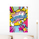 Happy birthday darling quote type illustration with champagne and stars stars in Pop art comic style. Bang, explosion decorative halftone poster template vector illustration. Wall Mural