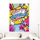 Happy birthday darling quote type illustration with champagne and stars stars in Pop art comic style. Bang, explosion decorative halftone poster template vector illustration. Wall Mural