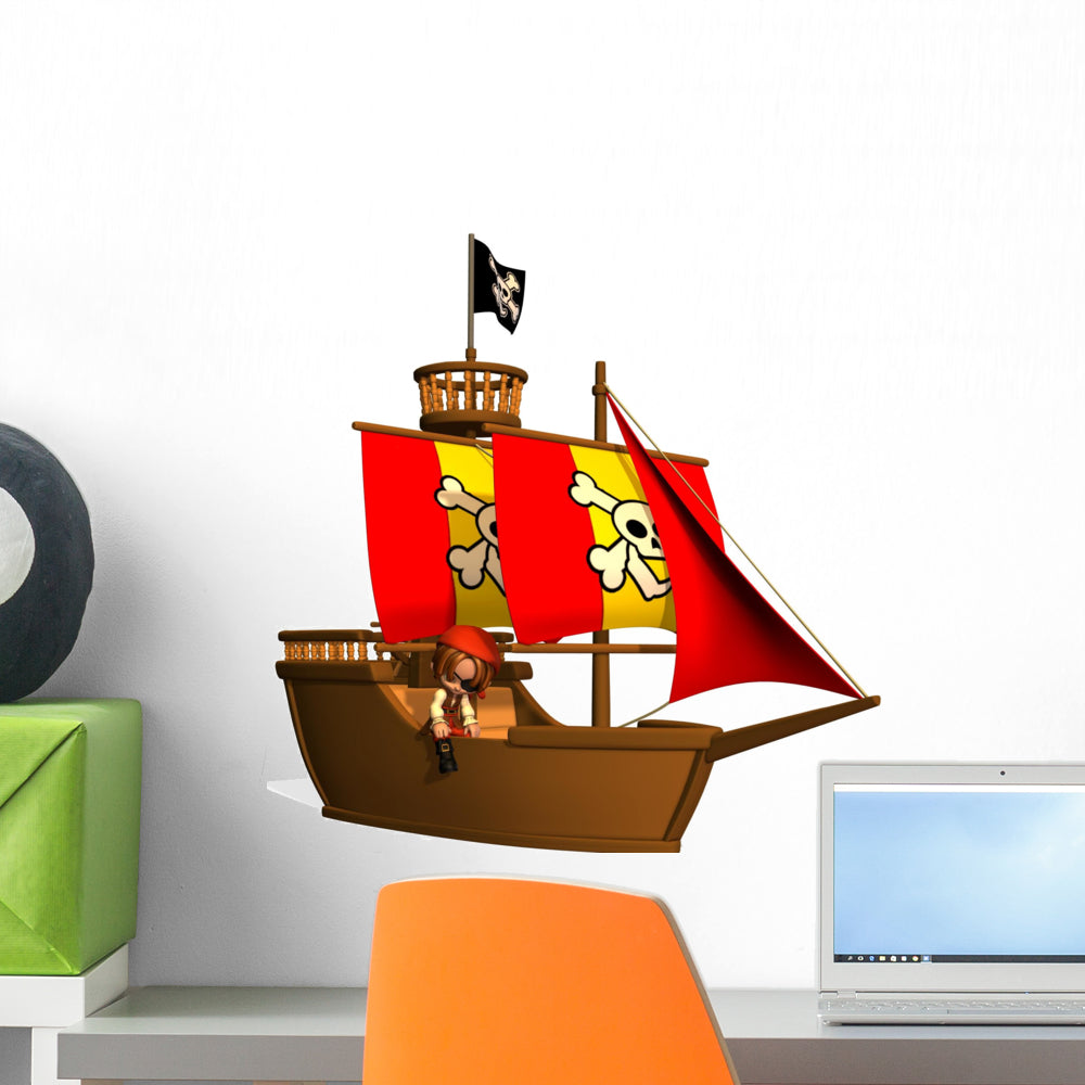 Little Pirate Ship Wall Decal, image size:1000x1000