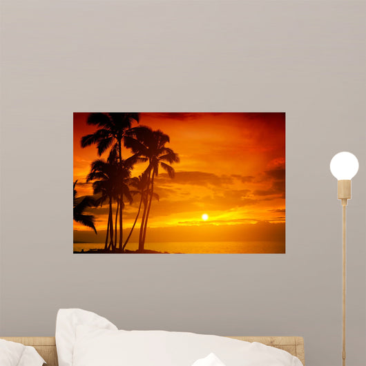 Tropical sunset Wall Mural
