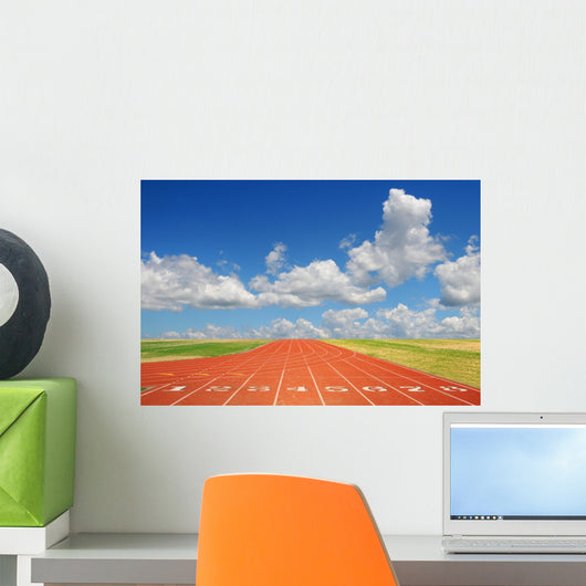Running Track With Clouds Wall Mural