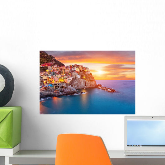 Old village Manarola, coast of Italy Wall Decal