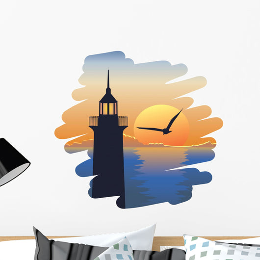 Lighthouse at Sunset Wall Decal