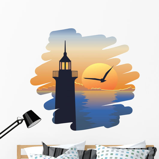 Lighthouse at Sunset Wall Decal