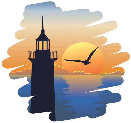 Lighthouse at Sunset Wall Decal
