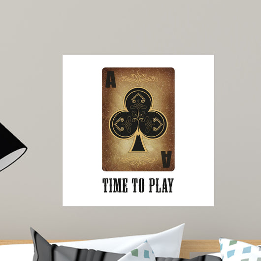 Ace of clubs. Playing card. Old paper and vintage style Wall Mural