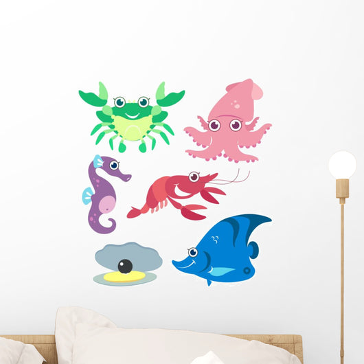 Cartoon Marine Life Wall Decal Sticker Set