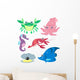 Cartoon Marine Life Wall Decal Sticker Set