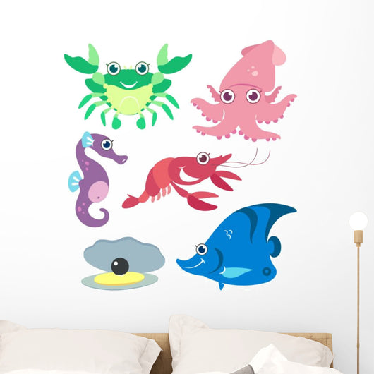 Cartoon Marine Life Wall Decal Sticker Set