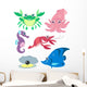 Cartoon Marine Life Wall Decal Sticker Set