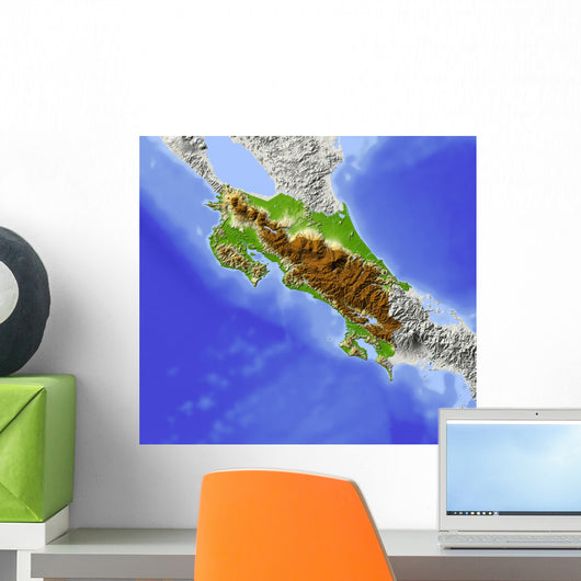 Costa Rica Shaded Relief Map Wall Mural