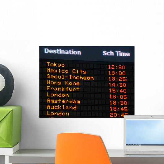 Canadian Airport Information Board International Departures Wall Mural