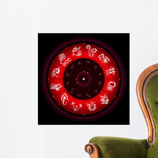 Zodiac circle with horoscope signs Wall Mural