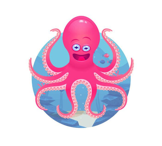 Vector Cartoon Octopus Illustration Wall Decal