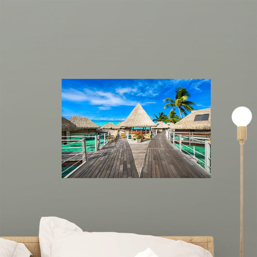 Urlaub in einem Overwater Bungalow Wall Mural