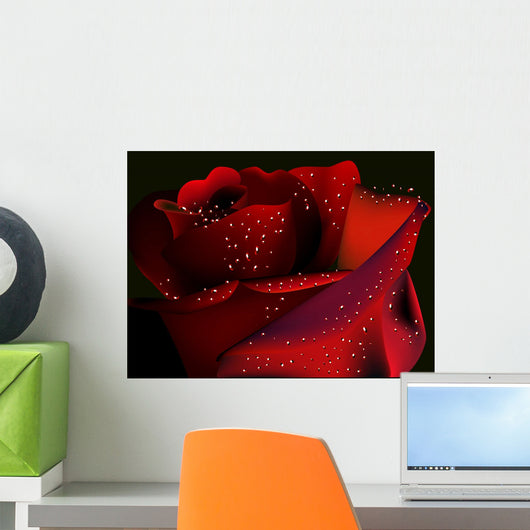 Red Rose on a Black Background Wall Mural