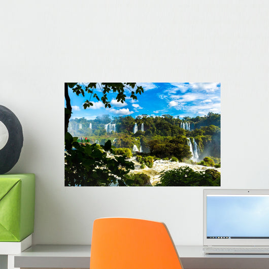 Iguazu Falls, the largest series of waterfalls of the world, located at the Brazilian and Argentinian border. View from Brazilian side. Wall Mural