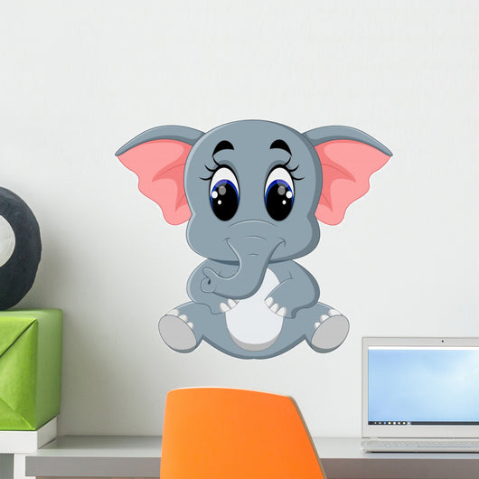 Cute elephant cartoon sitting Wall Decal