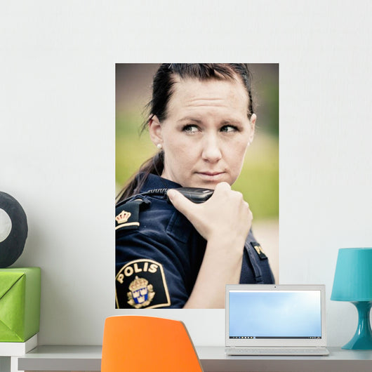 Confident Female Police Officer Wall Decal