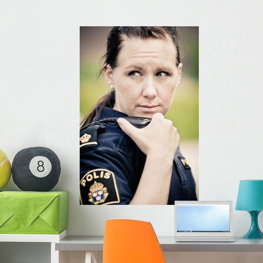 Confident Female Police Officer Wall Decal