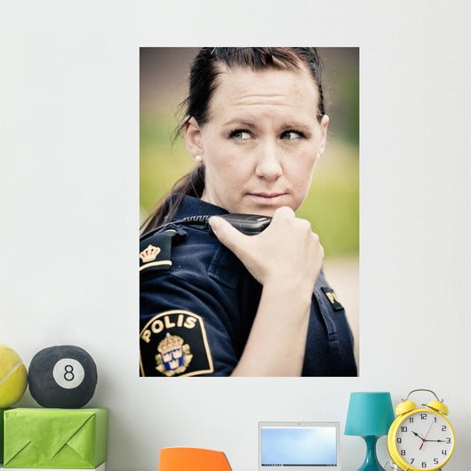 Confident Female Police Officer Wall Decal
