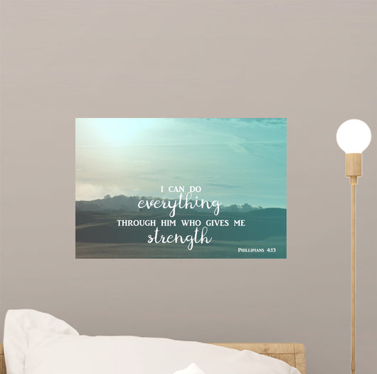 Inspirational verse from the bible on a blurred background Wall Mural