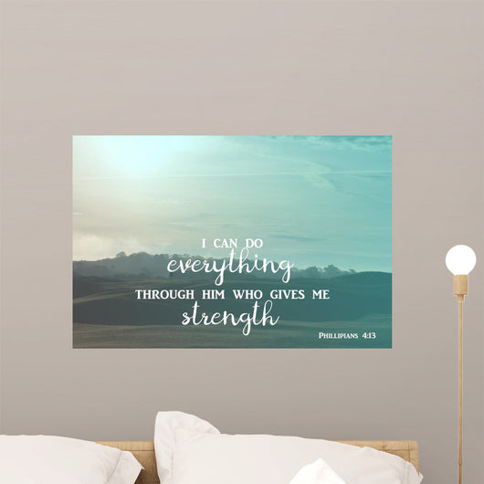 Inspirational verse from the bible on a blurred background Wall Mural