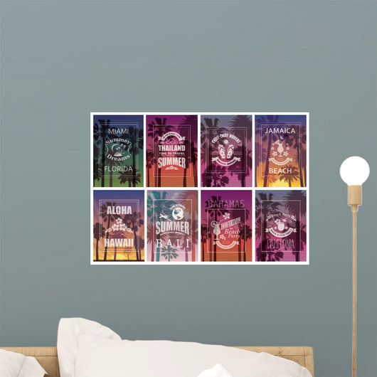 Exotic Travel Backgrounds with Palm Trees. Wall Mural