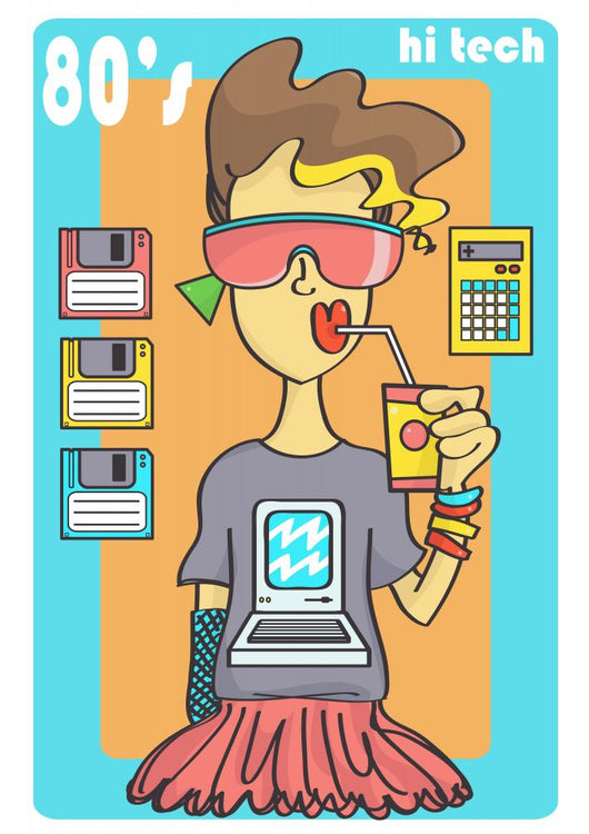 Cute 80s Style Girl Wall Decal