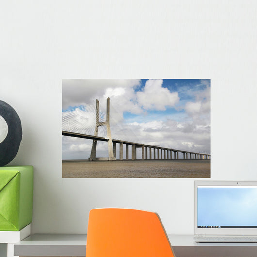The Vasco da Gama Bridge, Lisbon, view from the Nations Park Wall Mural