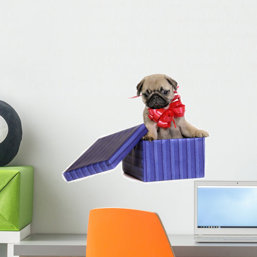 Puppy present. Wall Decal